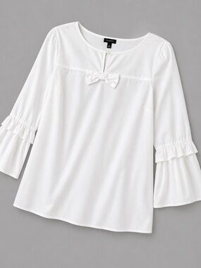 Talbots White Blouse bell sleeves cotton size XL